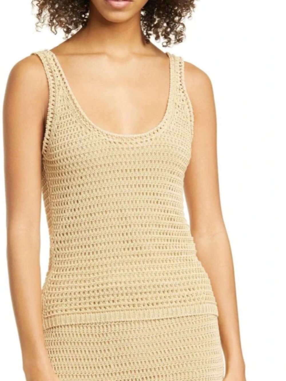 Vince Tan Crochet Tank Top